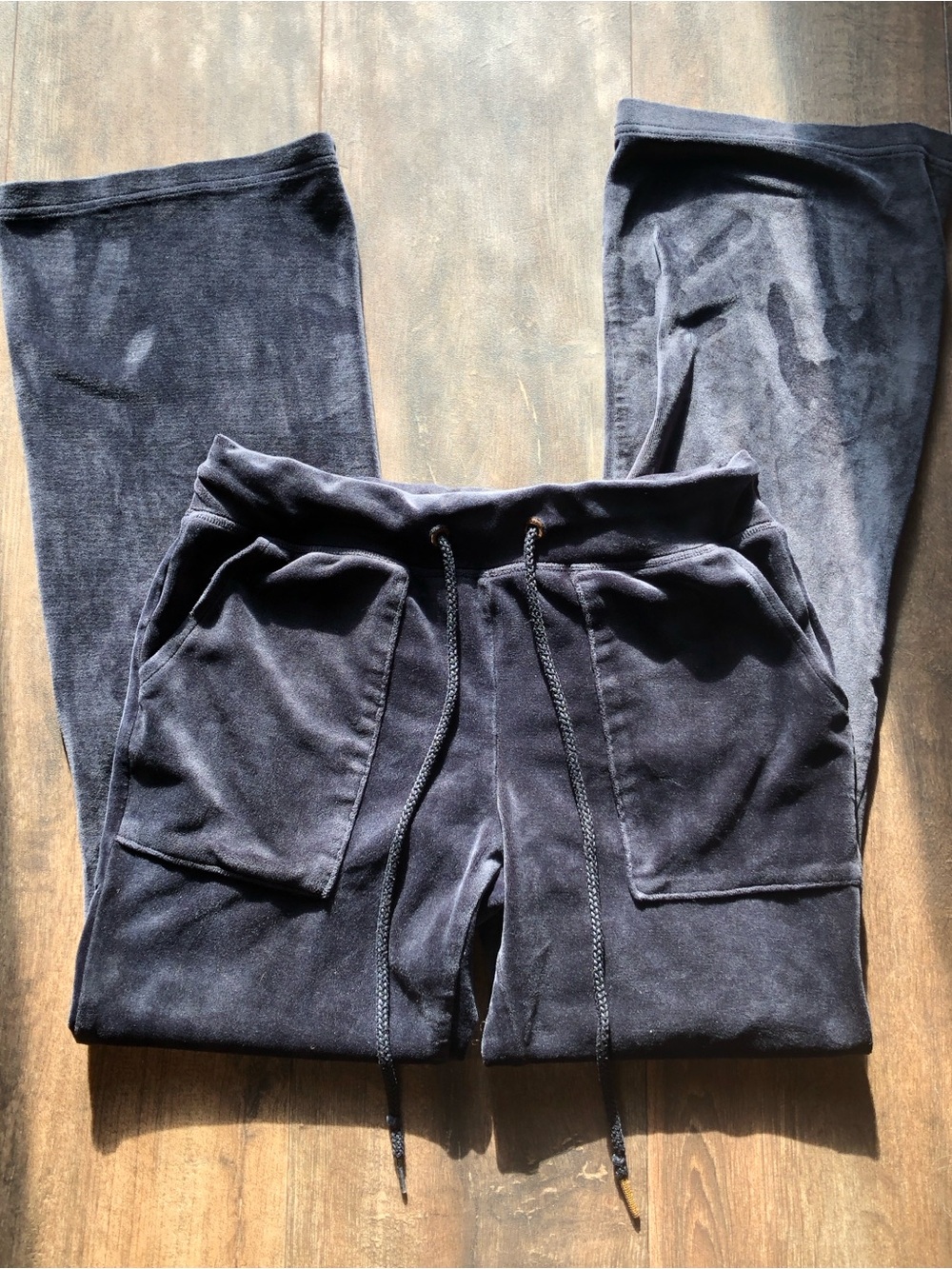 GreenTea women black Drawstring sweatpants with Patch Pockets